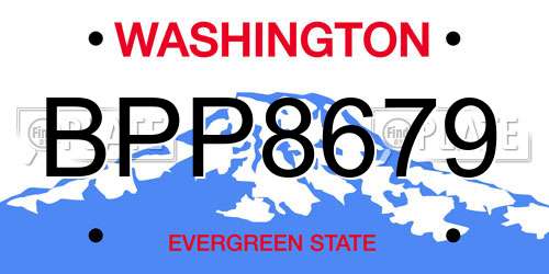 BPP8679 Washington License Plate