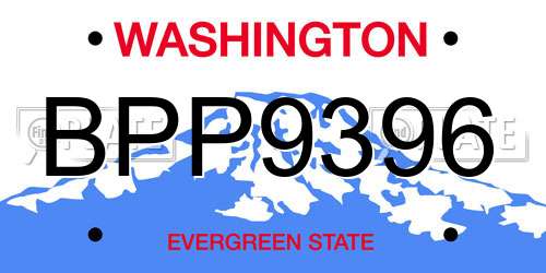 BPP9396 Washington License Plate