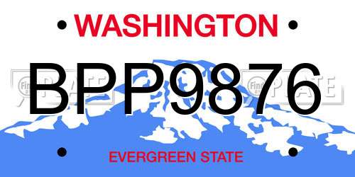 BPP9876 Washington License Plate