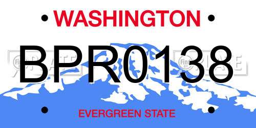 BPR0138 Washington License Plate