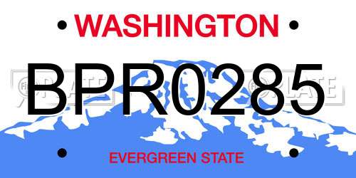 BPR0285 Washington License Plate