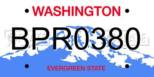 BPR0380 Washington License Plate
