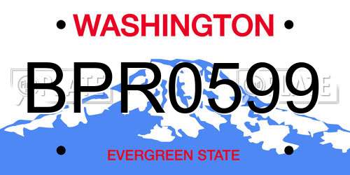 BPR0599 Washington License Plate