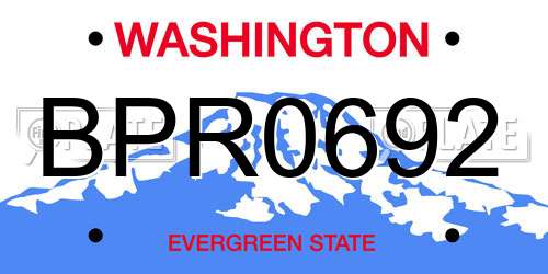 BPR0692 Washington License Plate