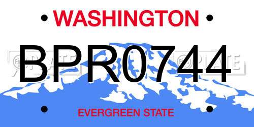 BPR0744 Washington License Plate