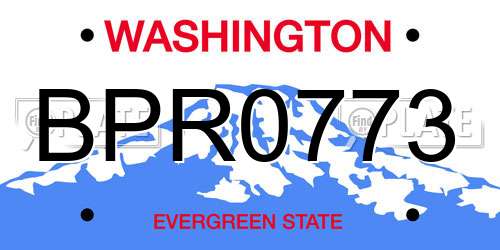 BPR0773 Washington License Plate