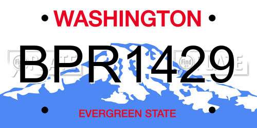 BPR1429 Washington License Plate
