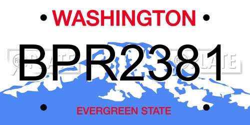 BPR2381 Washington License Plate