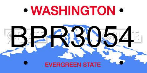 BPR3054 Washington License Plate