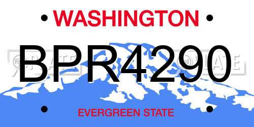BPR4290 Washington License Plate