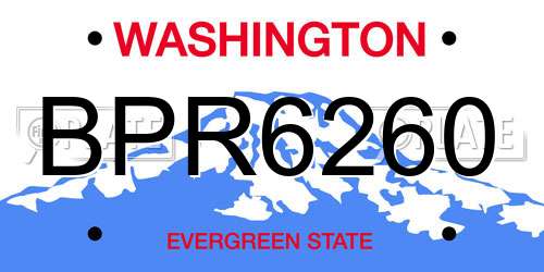 BPR6260 Washington License Plate