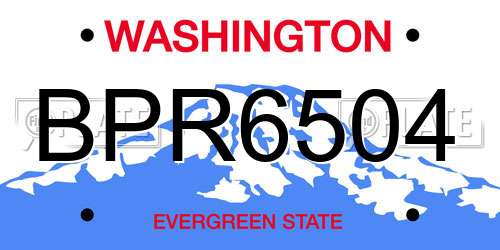 BPR6504 Washington License Plate