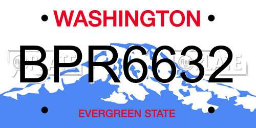 BPR6632 Washington License Plate