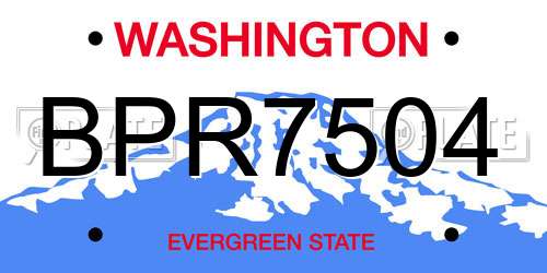 BPR7504 Washington License Plate
