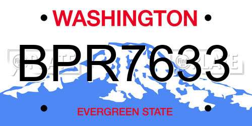 BPR7633 Washington License Plate