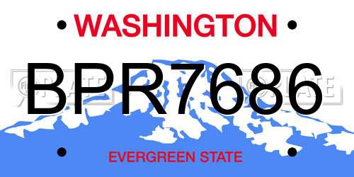 BPR7686 Washington License Plate
