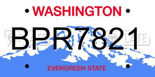 BPR7821 Washington License Plate