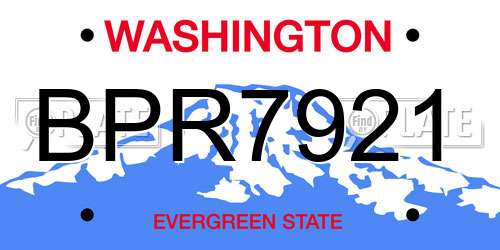BPR7921 Washington License Plate
