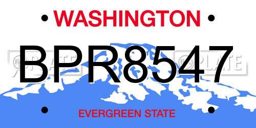 BPR8547 Washington License Plate