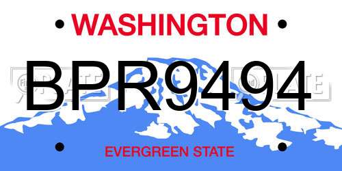 BPR9494 Washington License Plate