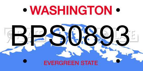 BPS0893 Washington License Plate