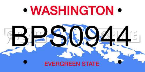 BPS0944 Washington License Plate