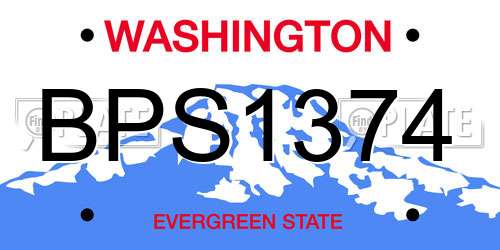 BPS1374 Washington License Plate