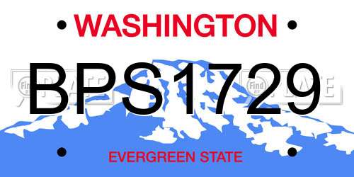 BPS1729 Washington License Plate