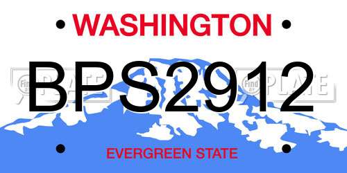 BPS2912 Washington License Plate