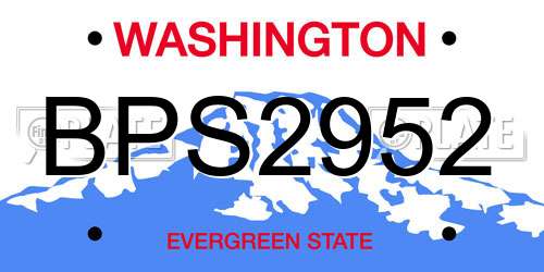 BPS2952 Washington License Plate