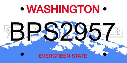 BPS2957 Washington License Plate