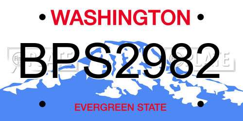 BPS2982 Washington License Plate