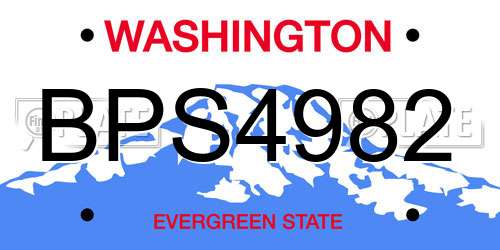 BPS4982 Washington License Plate