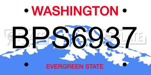 BPS6937 Washington License Plate
