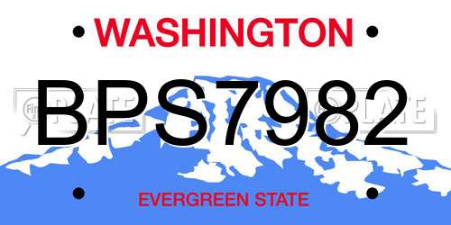 BPS7982 Washington License Plate