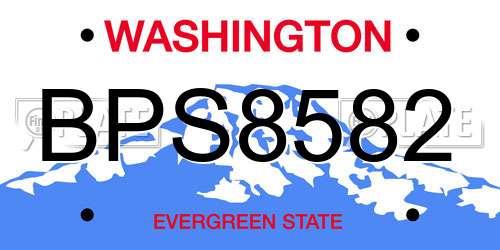 BPS8582 Washington License Plate