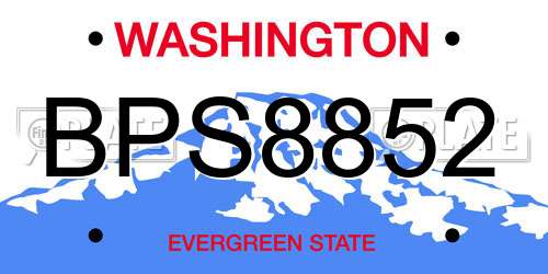 BPS8852 Washington License Plate
