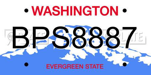 BPS8887 Washington License Plate