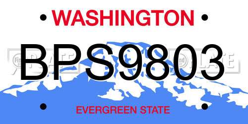 BPS9803 Washington License Plate