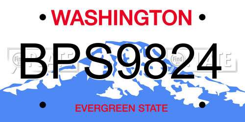 BPS9824 Washington License Plate