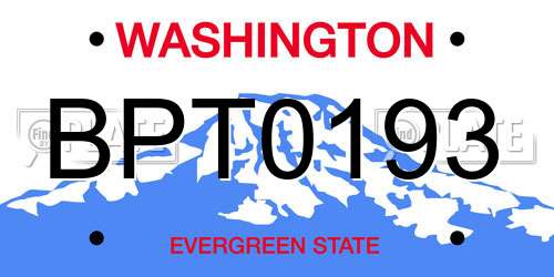 BPT0193 Washington License Plate