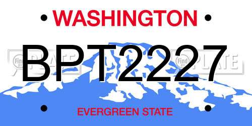 BPT2227 Washington License Plate
