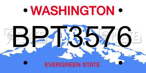 BPT3576 Washington License Plate
