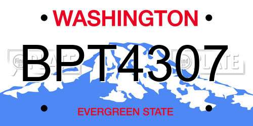 BPT4307 Washington License Plate