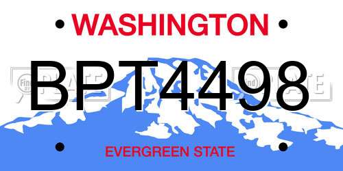 BPT4498 Washington License Plate