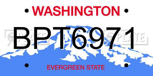 BPT6971 Washington License Plate