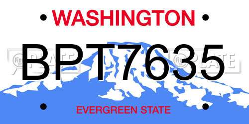 BPT7635 Washington License Plate