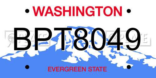 BPT8049 Washington License Plate