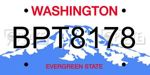 BPT8178 Washington License Plate