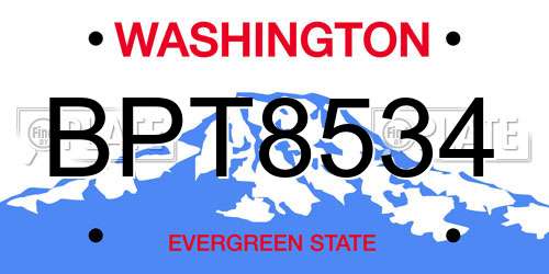 BPT8534 Washington License Plate
